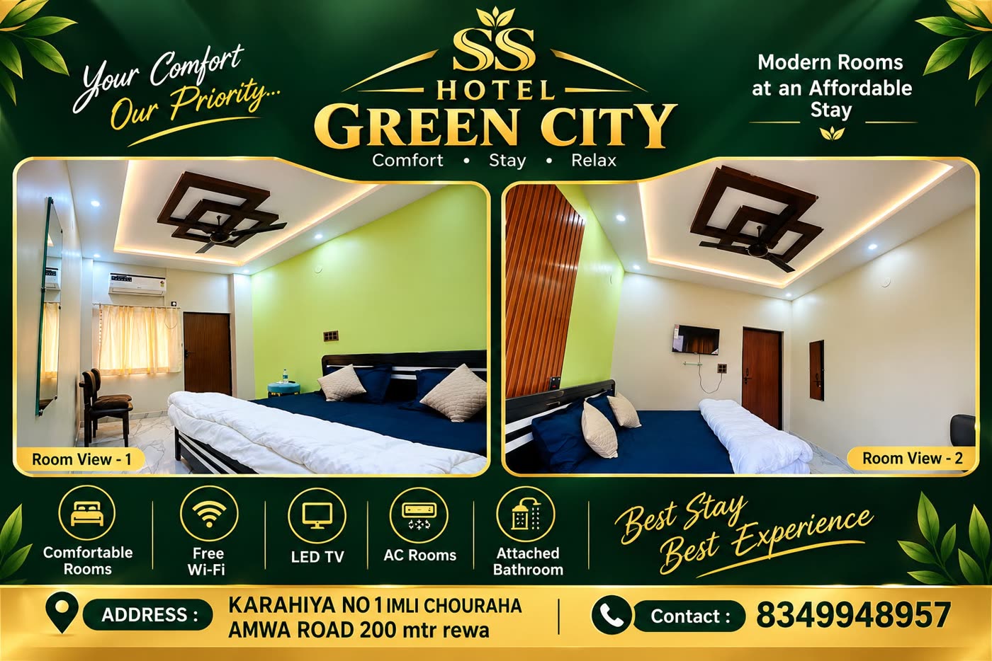 Hotel brochure showing two room views